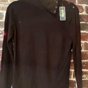 GeLanDe NWT Brown Button-Neck Mock Neck Knit Sweater - Soft & Cozy